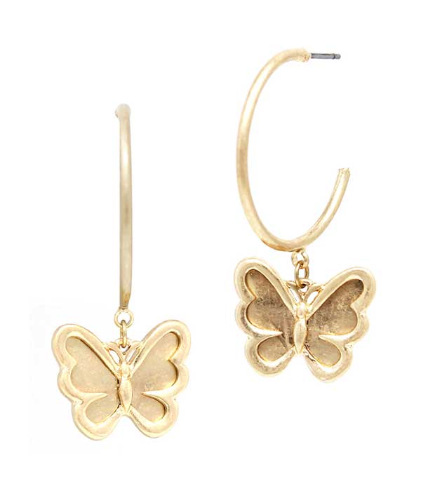 BUTTERFLY DANGLE HOOP EARRING