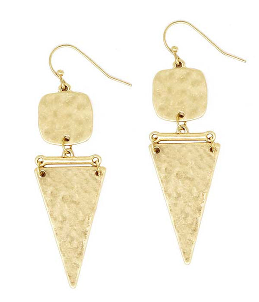 TEXTURED METAL TRIANGLE DROP EARRING