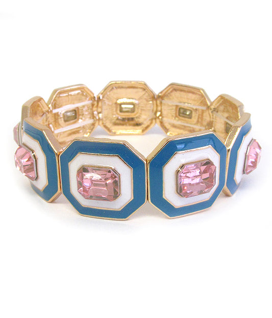 MULTI FACET STONE AND EPOXY STRETCH BRACELET