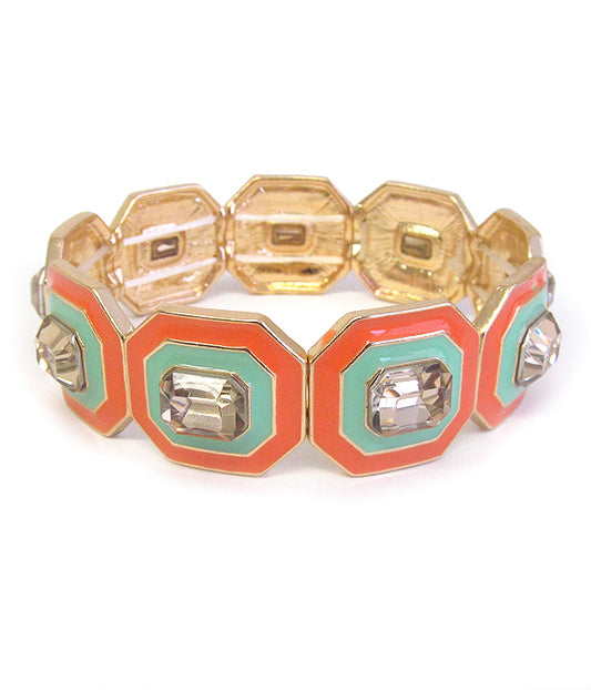 MULTI FACET STONE AND EPOXY STRETCH BRACELET