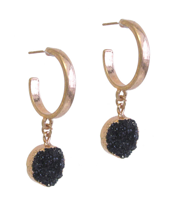 DRUZY DROP HOOP EARRING