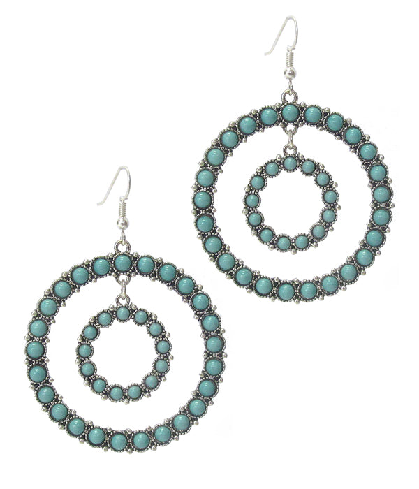 TURQUOISE MIX DOUBLE HOOP EARRING