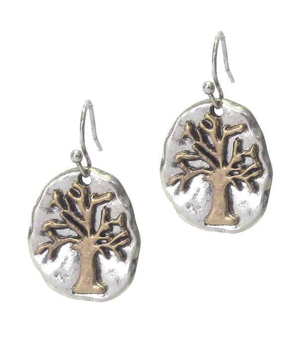 VINTAGE METAL TREE OF LIFE EARRING