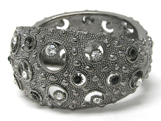 CRYSTAL BUBBLE DECO METAL BANGLE BRACELET